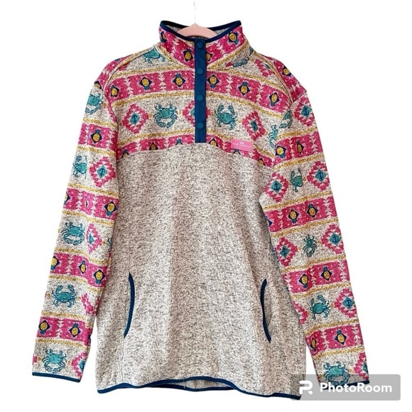 Simply Southern Nautical Crab Knit Snap Pullover in Smoke Size XXL NWT - Picture 1 of 13